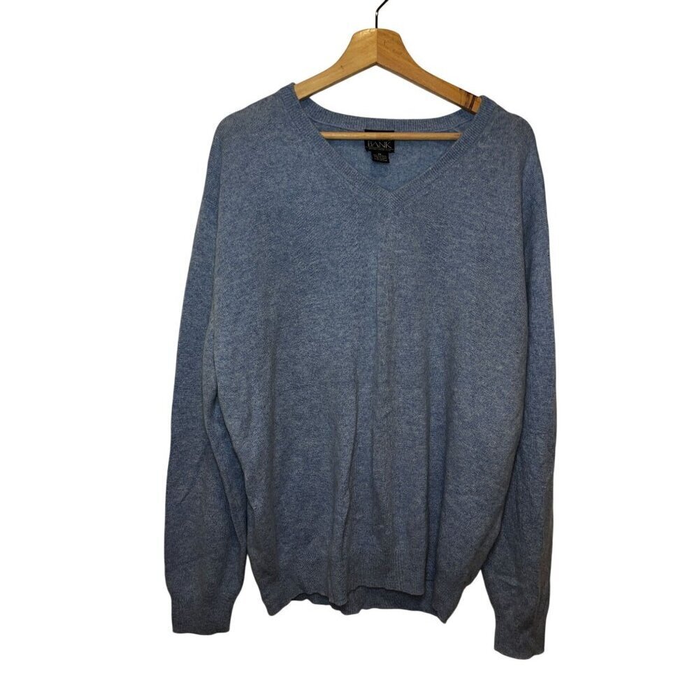 Jos. A. Bank 100% CASHMERE Mens Light Blue V-Neck  Sweater Size XL